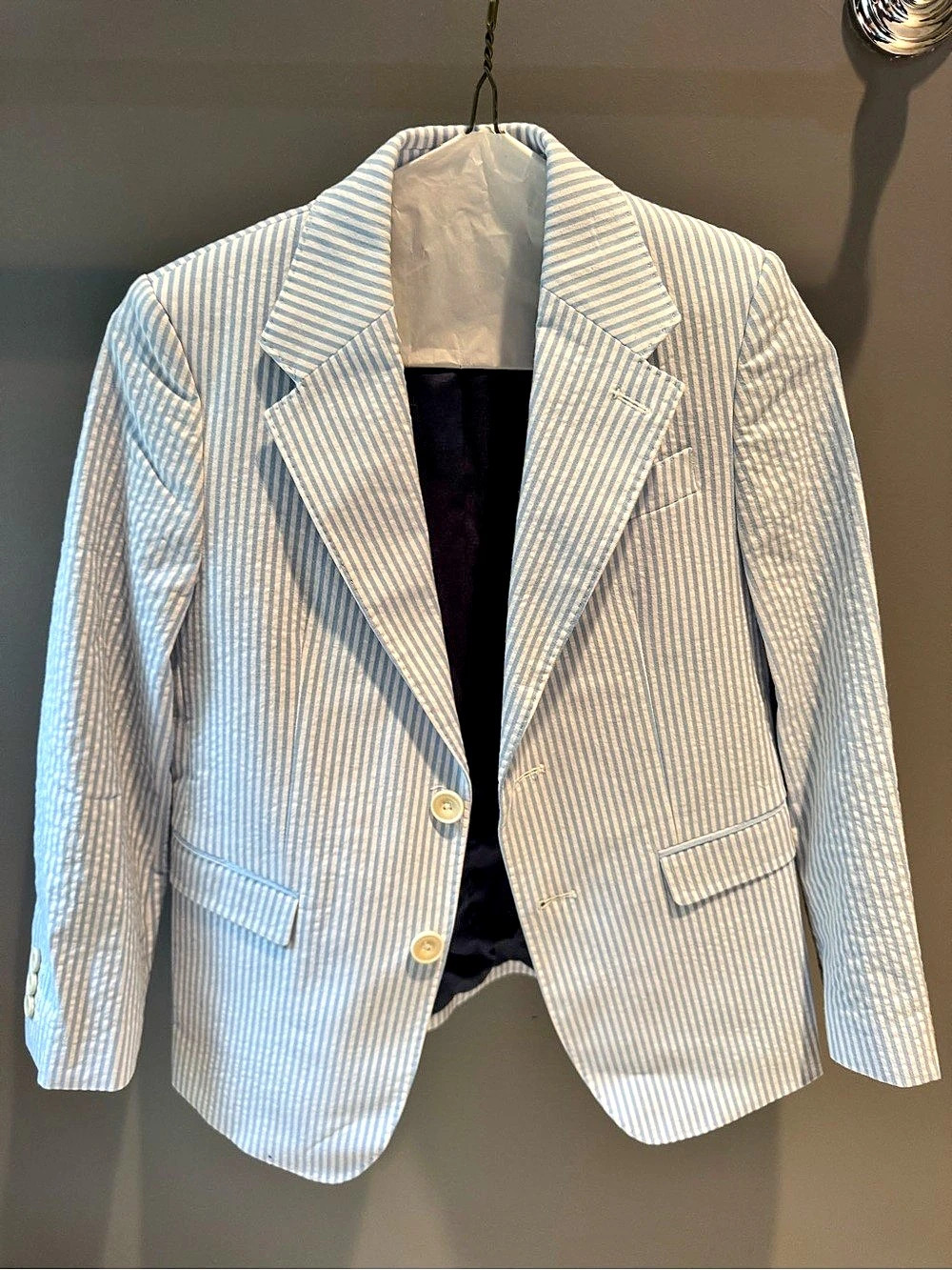 Vineyard Vines Boys Size 8 Blue Seersucker Blazer Sport Coat